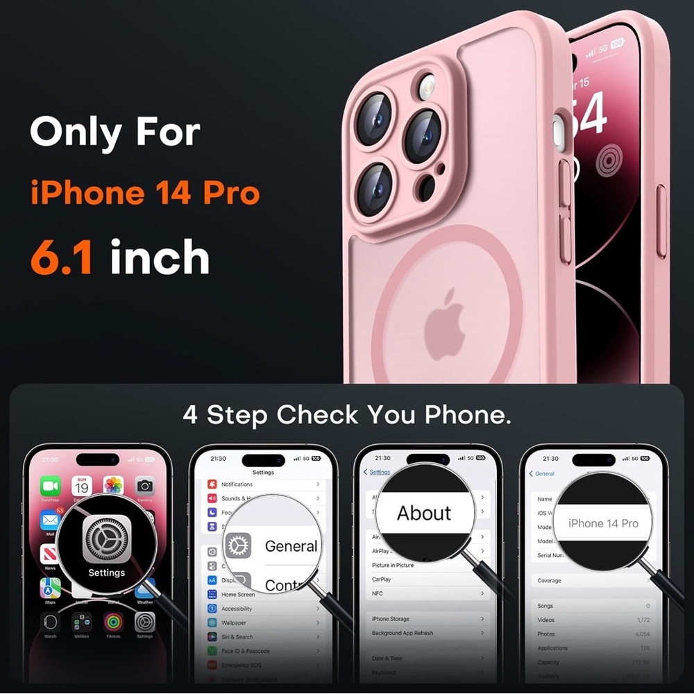 Pink Magnetic MagSafe Case for iPhone 14 Pro – Soft Silicone Transparent Back